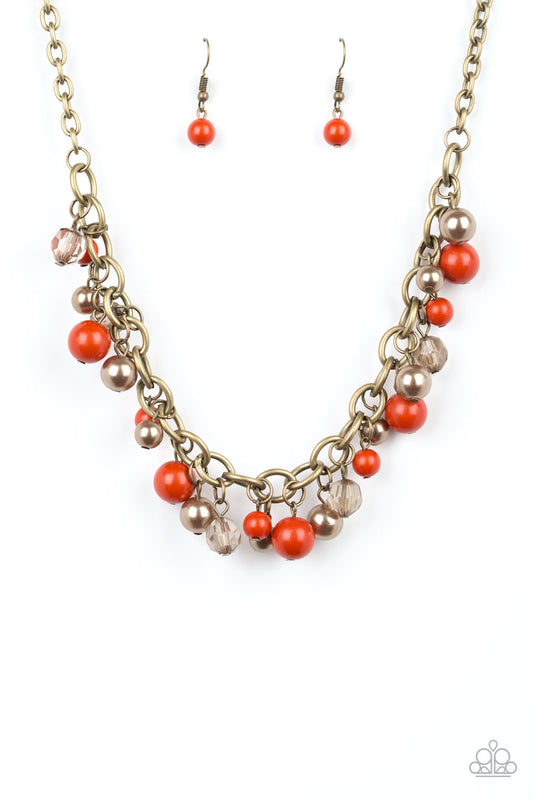 The GRIT Crowd - Orange Necklace - Paparazzi Accessories