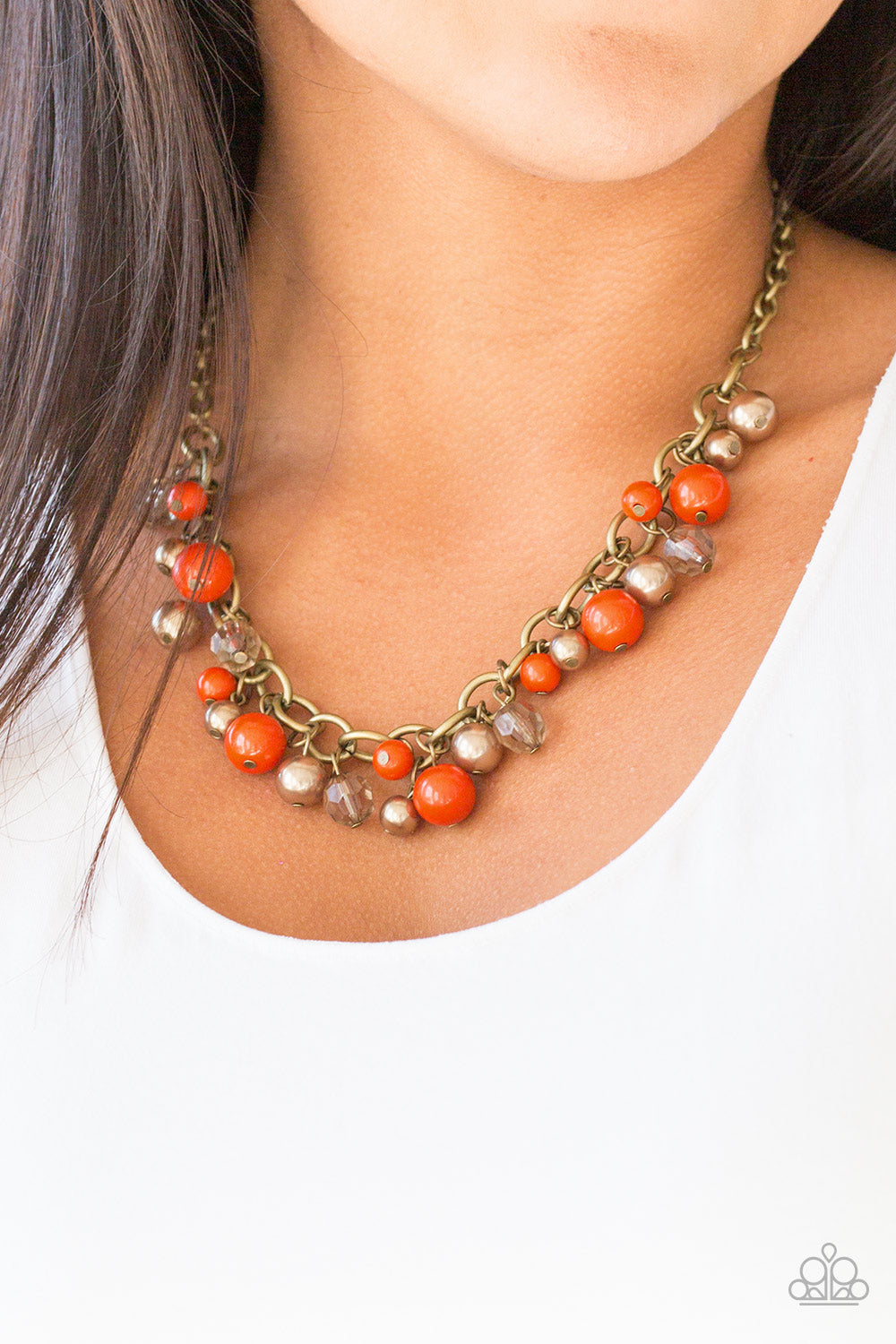 The GRIT Crowd - Orange Necklace - Paparazzi Accessories