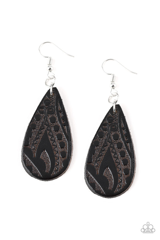 Get In The Groove - Black Earrings