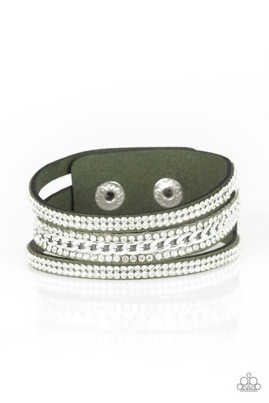Rollin In Rhinestones - Green Bracelet