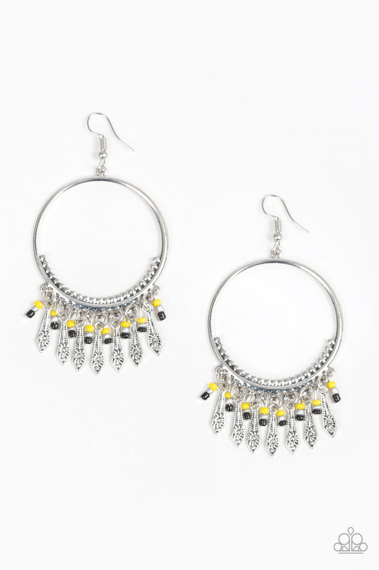 Floral Serenity - Yellow Earrings - Paparazzi Accessories