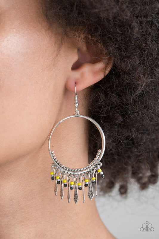 Floral Serenity - Yellow Earrings - Paparazzi Accessories