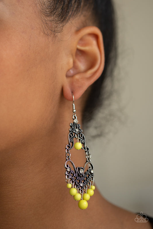 Colorfully Cabaret - Yellow Earrings