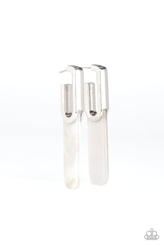 HAUTE Off The Press - Silver Earrings - Paparazzi Accessories
