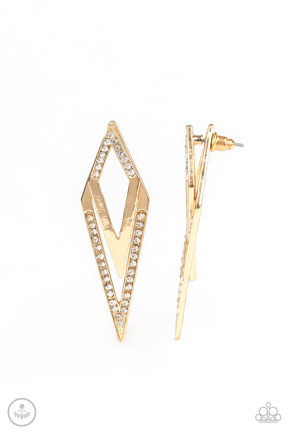 Point-BANK - Gold Earrings - Paparazzi Accessories