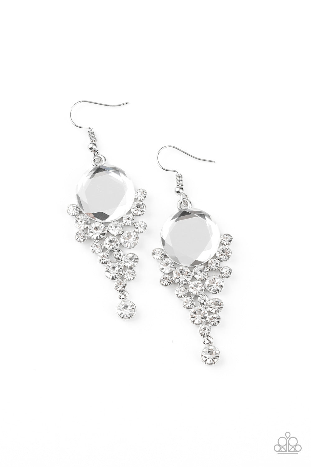 Elegantly Effervescent - White Earrings - Paparazzi Accessories