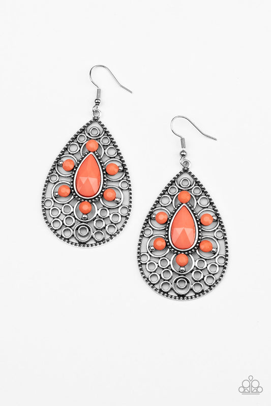 Modern Garden - Orange Earrings - Paparazzi Accessories - Jazzy Jewels With Lady J