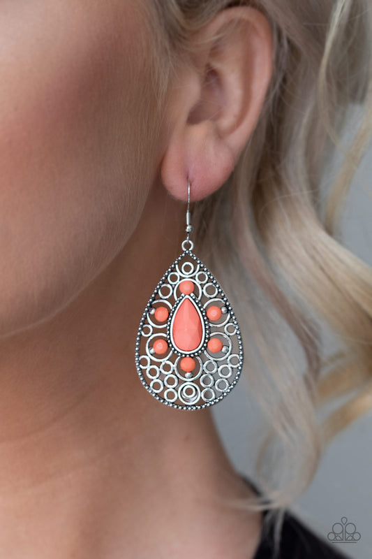 Modern Garden - Orange Earrings - Paparazzi Accessories - Jazzy Jewels With Lady J