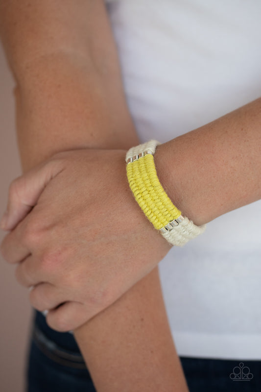 Hot Cross BUNGEE - Yellow Bracelet - Paparazzi Accessories