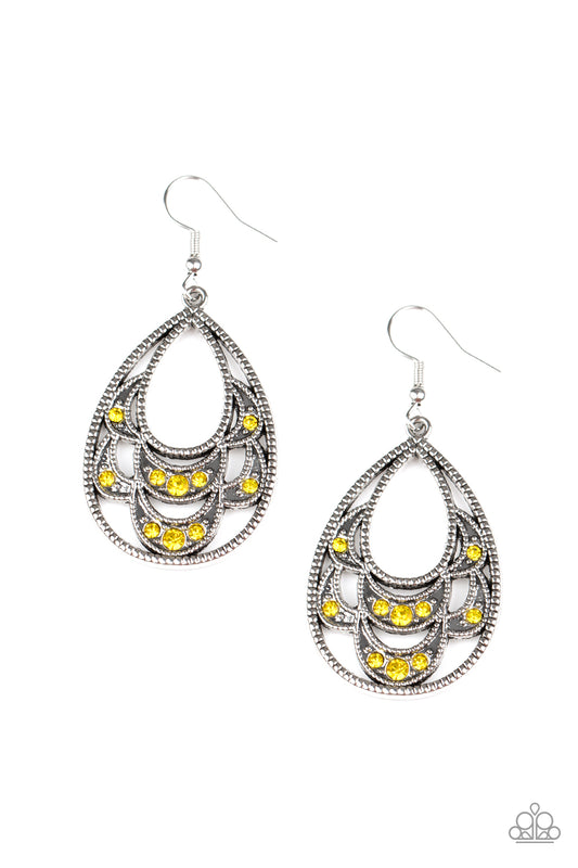 Malibu Macrame - Yellow Earrings - Paparazzi Accessories - Jazzy Jewels With Lady J