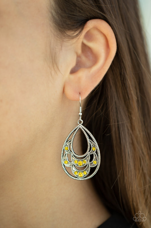 Malibu Macrame - Yellow Earrings - Paparazzi Accessories - Jazzy Jewels With Lady J