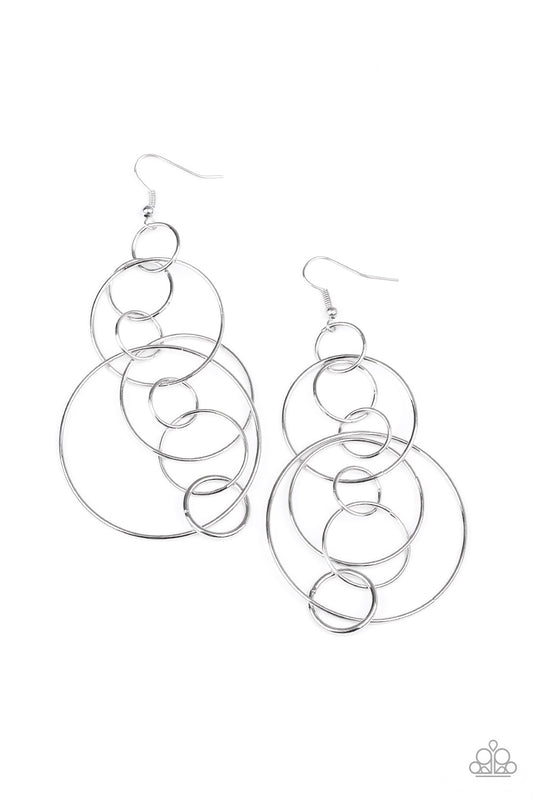Running Circles Around You - Silver Earrings - Paparazzi Accessories