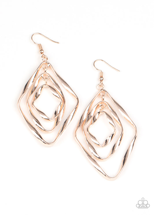 Retro Resplendence - Rose Gold Earrings