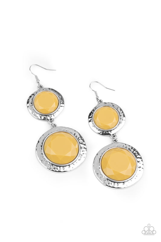 Thrift Shop Stop - Yellow Earrings - Paparazzi Accessories