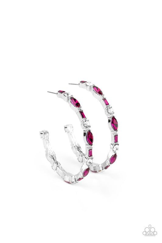 There Goes The Neighborhood - Pink Earrings - Paparazzi Accessories