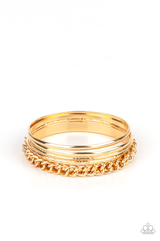 A Piece of The Action - Gold Bracelet - Paparazzi Accessories