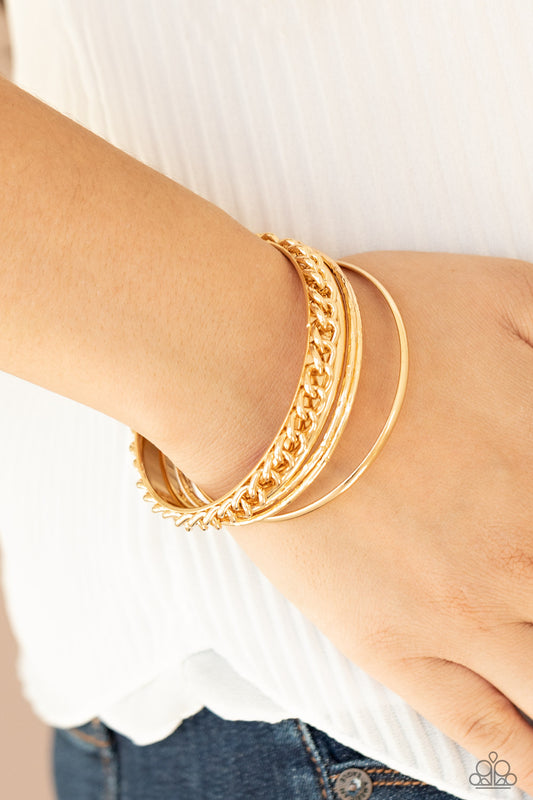 A Piece of The Action - Gold Bracelet - Paparazzi Accessories