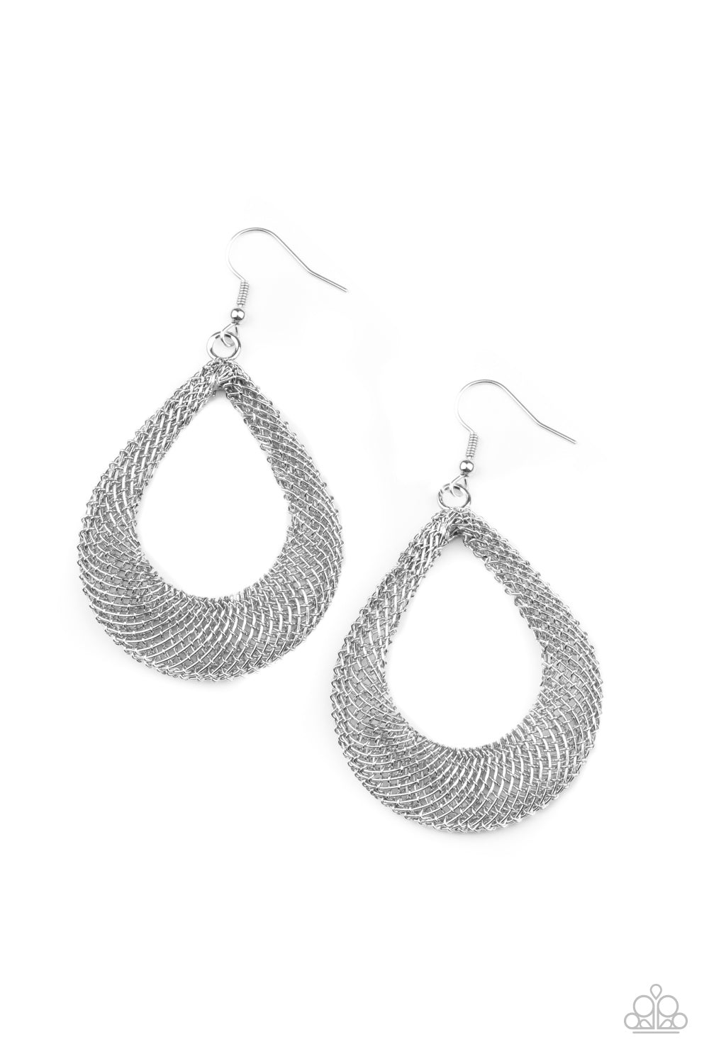 A Hot MESH - Silver Earrings - Paparazzi Accessories