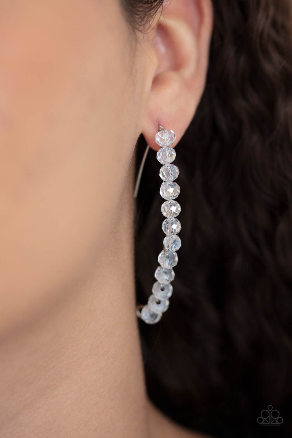 GLOW Hanging Fruit - White Earrings - Paparazzi Accessories