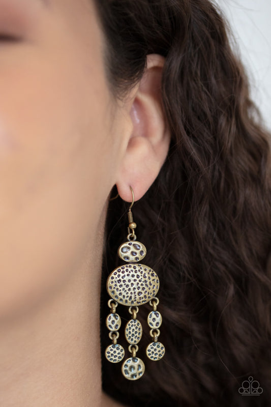 Get Your ARTIFACTS Straight - Brass Earrings- Paparazzi Accessories