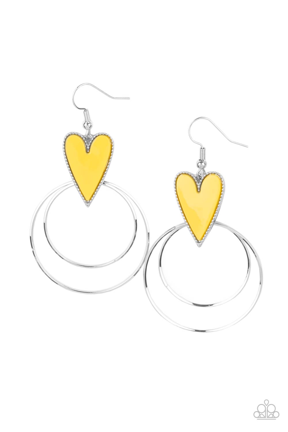 Happily Ever Hearts - Yellow Earrings - Paparazzi Accessories