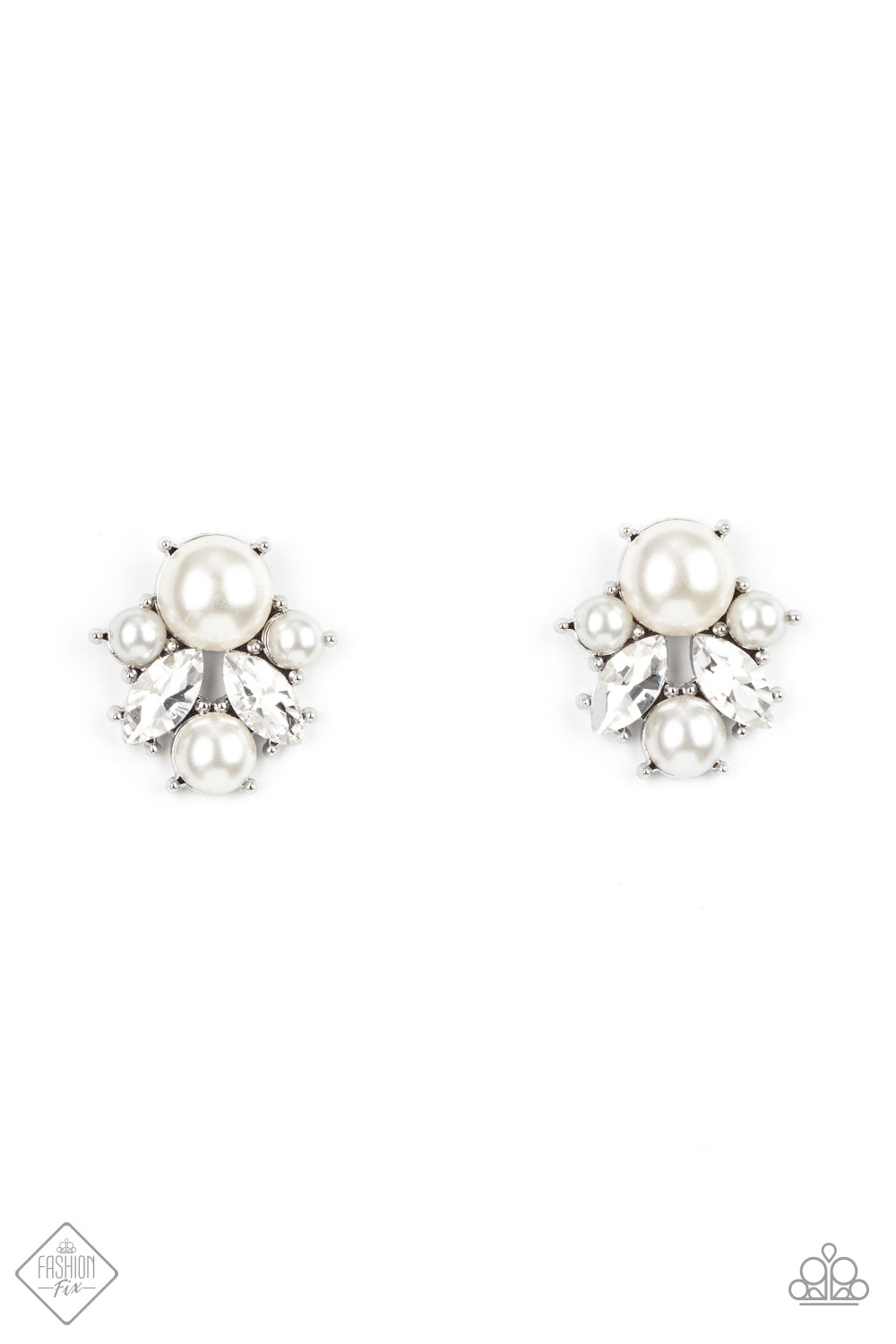 Royal Reverie - White Post Earring - Paparazzi Accessories