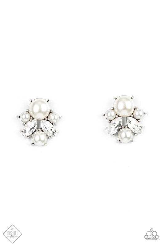 Royal Reverie - White Post Earring - Paparazzi Accessories