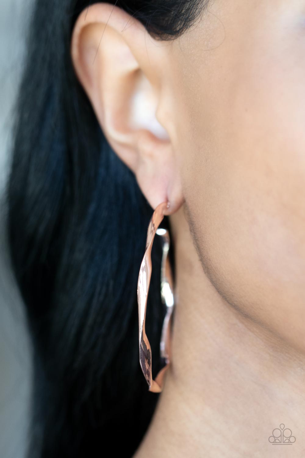 Radiantly Warped - Rose Gold Earrings - Paparazzi Accessories