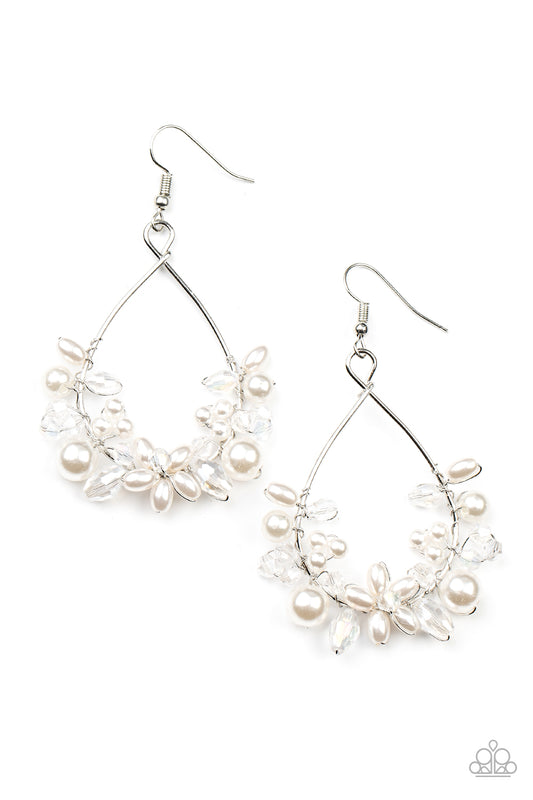 Marina Banquet - White Earrings - Paparazzi Accessories