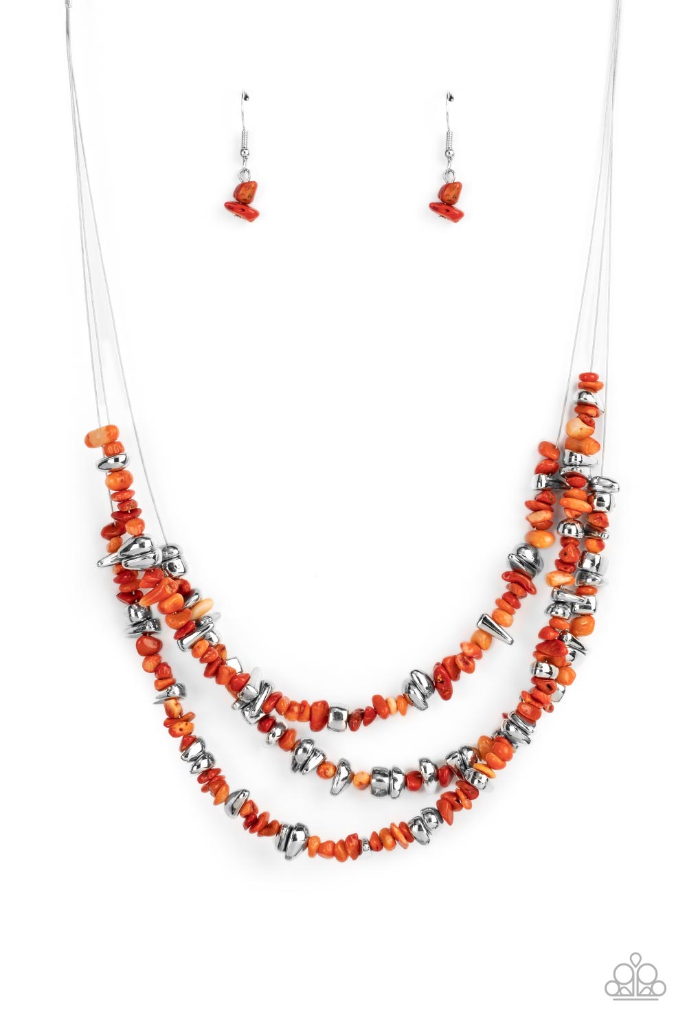 Placid Pebbles - Orange Necklace