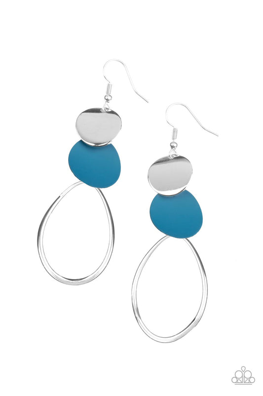Retro Reception - Blue Earrings - Paparazzi Accessories