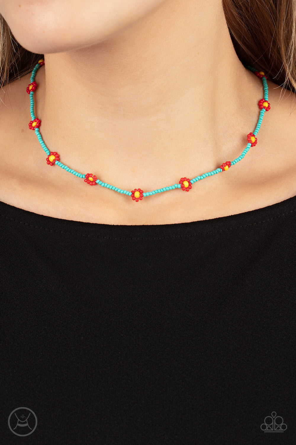 Colorfully Flower Child - Blue Necklace