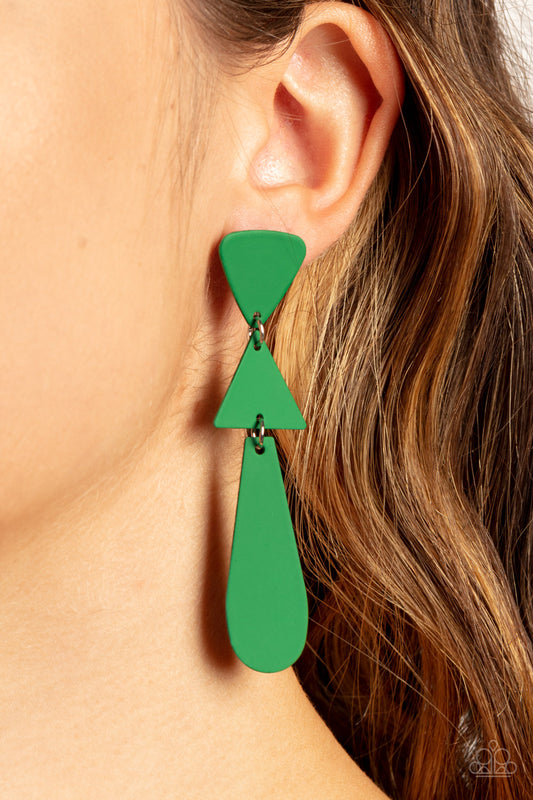 Retro Redux - Green Earrings - Paparazzi Accessories