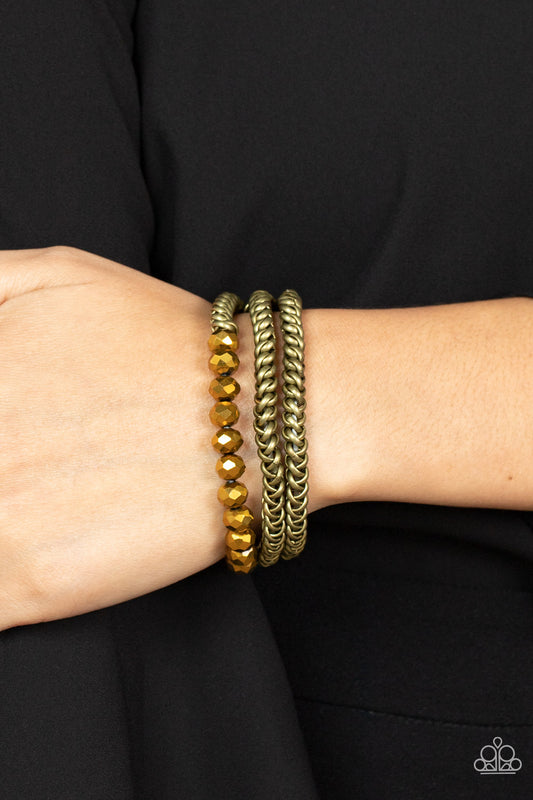 Gutsy and Glitzy - Brass Bracelet - Paparazzi Accessories