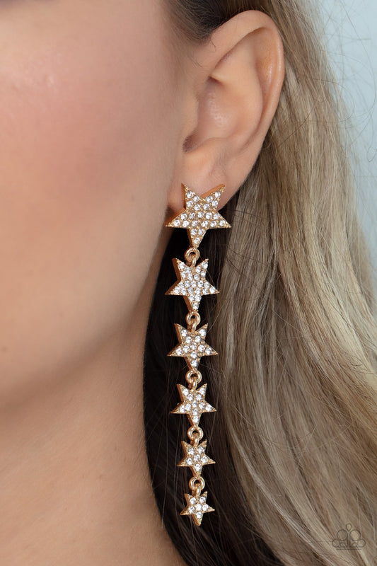 Americana Attitude - Gold Earrings - Paparazzi Accessories