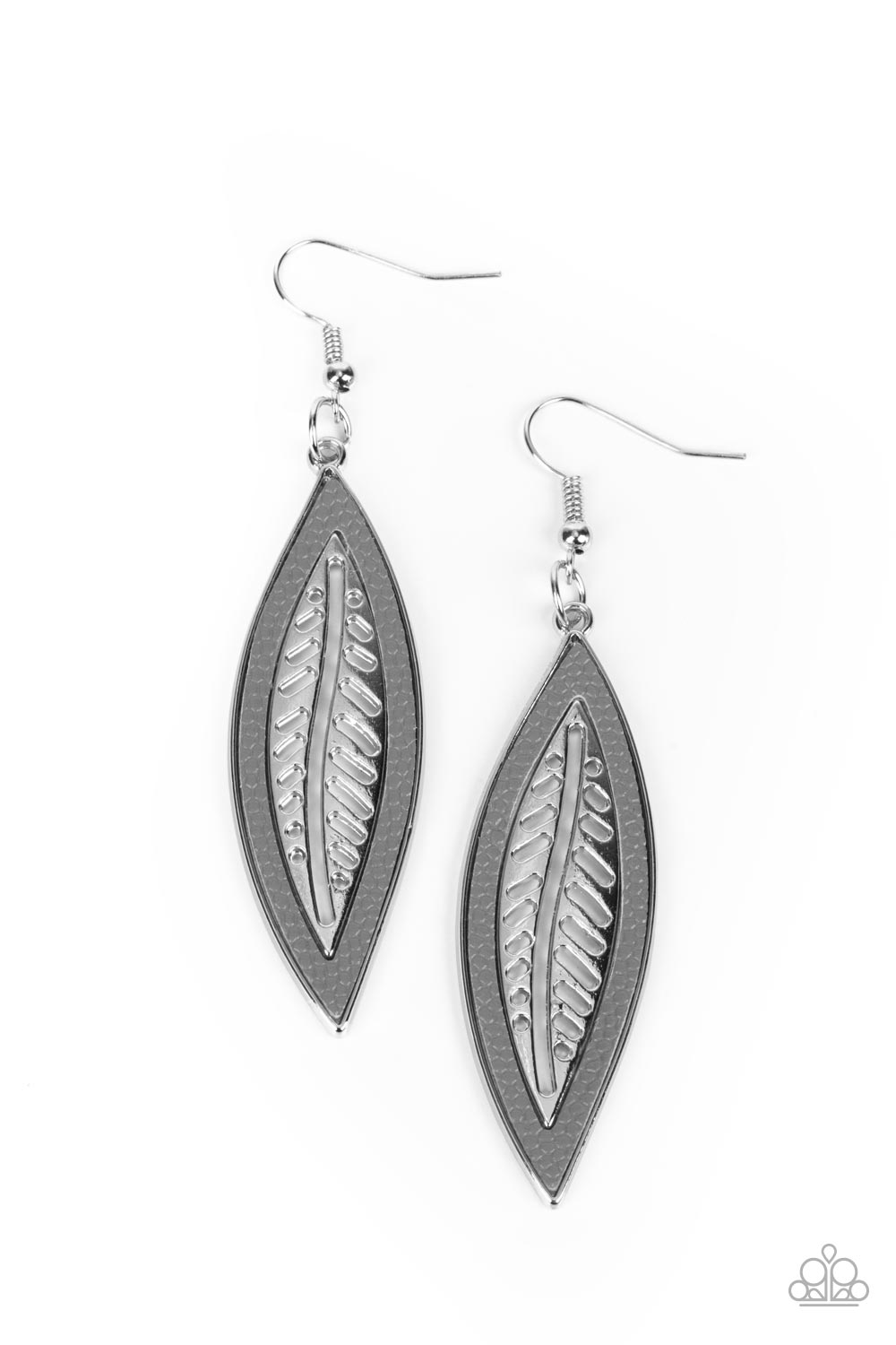 Leather Lagoon - Silver Earrings - Paparazzi Accessories