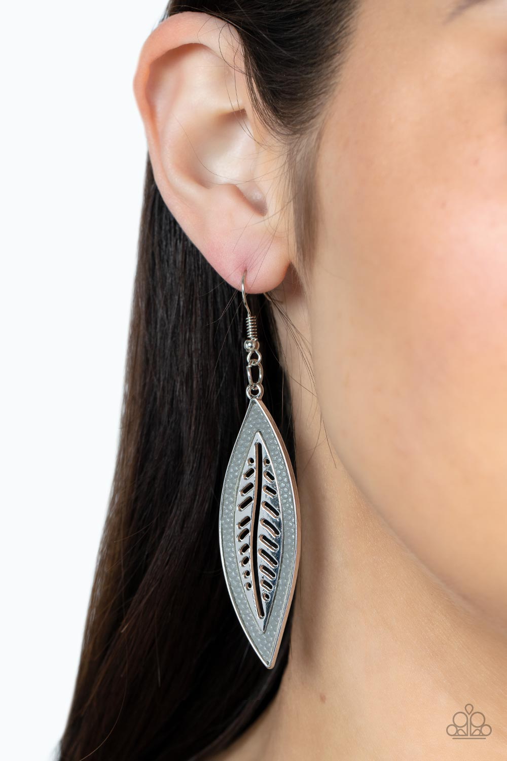 Leather Lagoon - Silver Earrings - Paparazzi Accessories