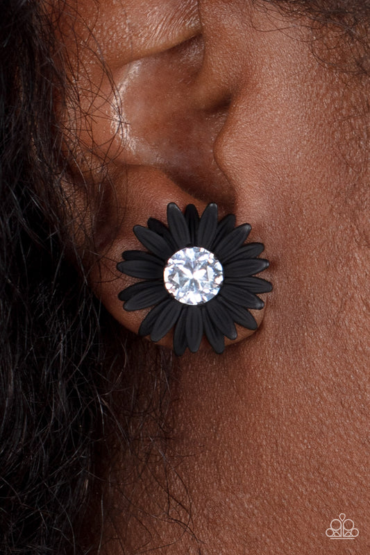 Sunshiny DAIS-y - Black Earrings - Paparazzi Accessories