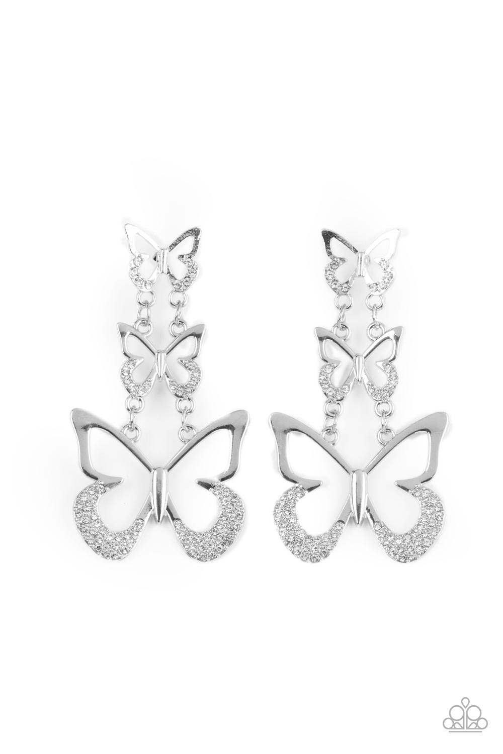 Flamboyant Flutter - White Earrings