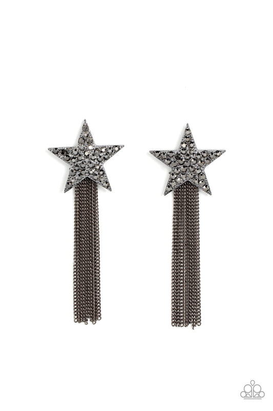 Superstar Solo - Black Earrings - Paparazzi Accessories