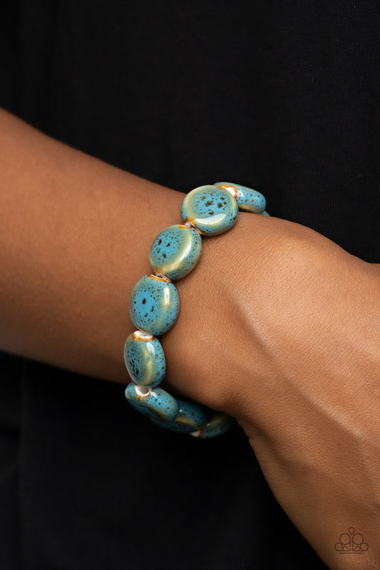 Earthy Entrada - Blue Bracelet - Paparazzi Accessories