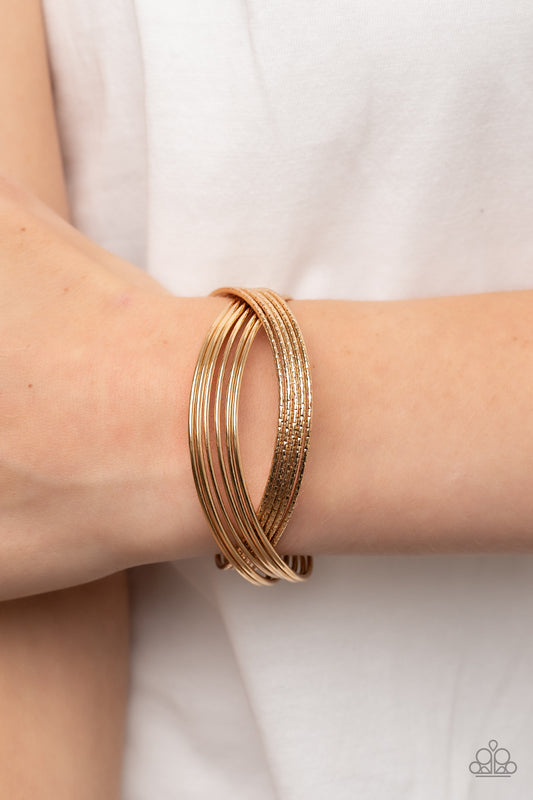 Industrialized Shimmer  - Gold Bracelet - Paparazzi Accessories