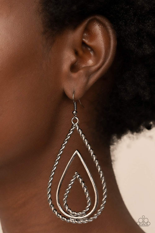 Tastefully Twisty - Black Earrings - Paparazzi Accessories