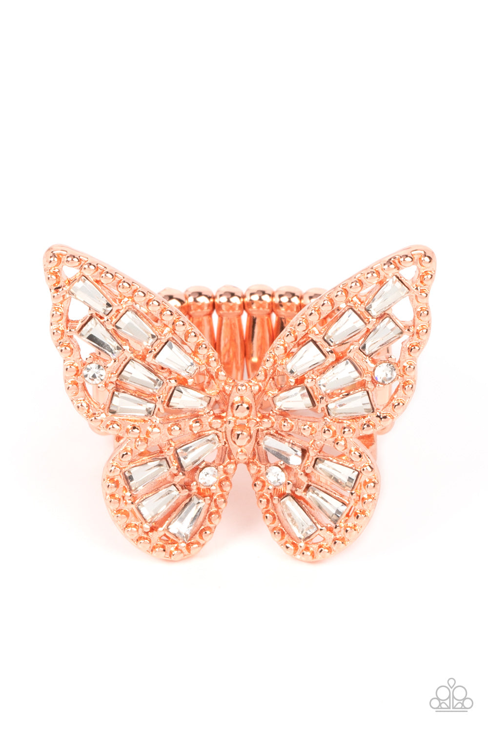 Bright-Eyed Butterfly - Copper Ring  - Paparazzi Accessories