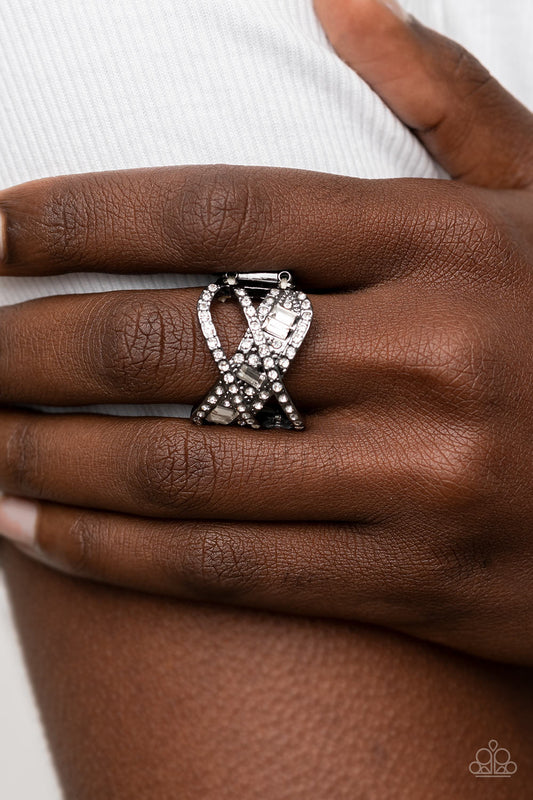 Triple Threat Twinkle - Black Ring - Paparazzi Accessories
