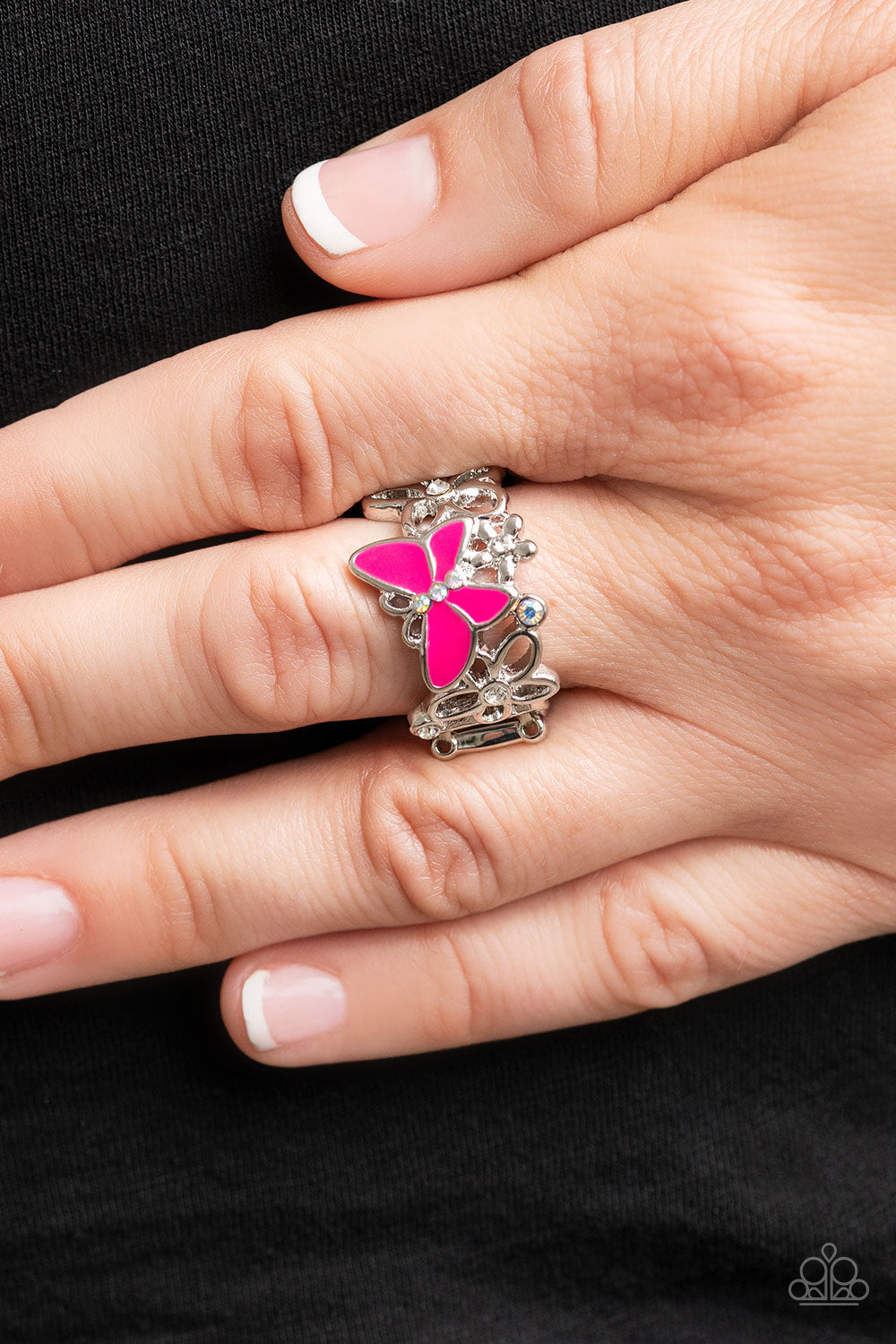 All FLUTTERED Up - Pink Ring - Paparazzi Accessories