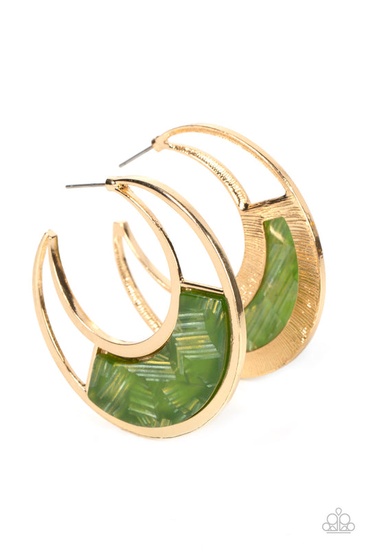 Contemporary Curves - Green Earrings - Paparazzi Accessories
