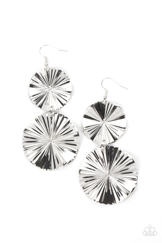 In Your Wildest FAN-tasy - Silver Earrings - Paparazzi Accessories
