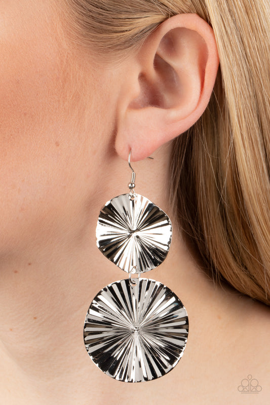 In Your Wildest FAN-tasy - Silver Earrings - Paparazzi Accessories