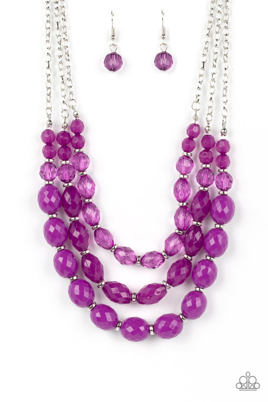 Tropical Hideaway - Purple Necklace - Paparazzi Accessories